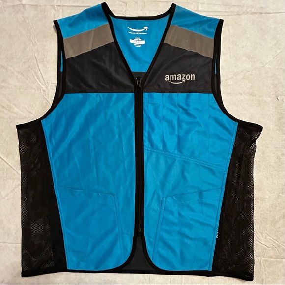 Amazon | Shirts | Amazon Blue Reflective Vest Delivery Employee Uniform ...